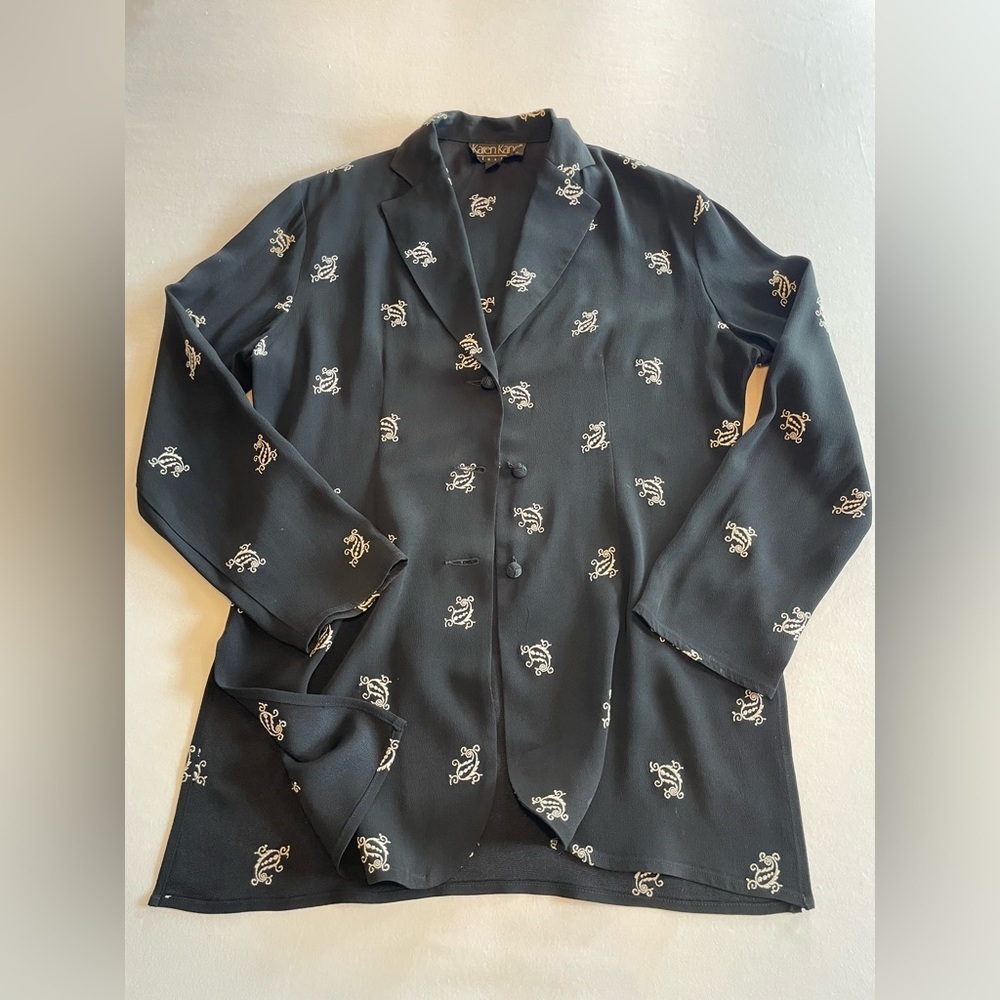 Pristine vintage Karen, Kane, black embroidered blazer/dinner jacket size S